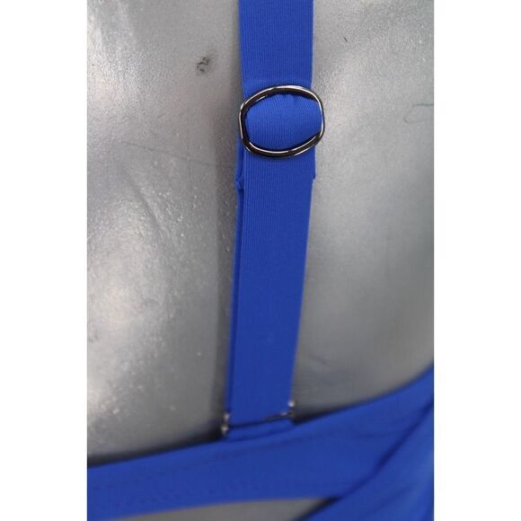 Athleta Square Neck Bra Cup TANKINI TOP Size 32D/DD Bright Blue Ruched Sides - Picture 7 of 13